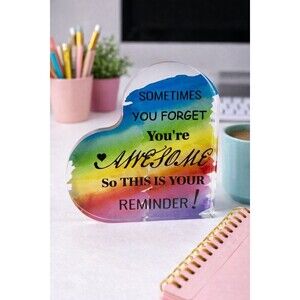 Inspirational Rainbow Acrylic Plaque “You’re Awesome” Positive Affirmation Gift